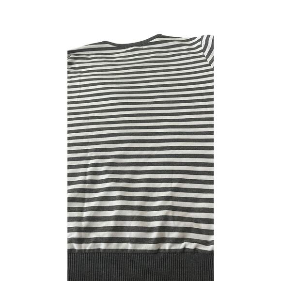 C.D. DANIELS LONG RAGLAN SLV ROUND NECK TOP, WOMENS, 2X, GREY & WHITE STRIPES - Picture 6 of 11